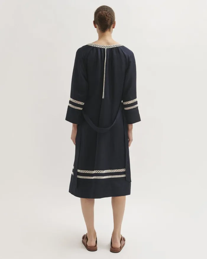 Jigsaw Dresses and Jumpsuits Women Caya Broderie Linen Blend Dress Blue
