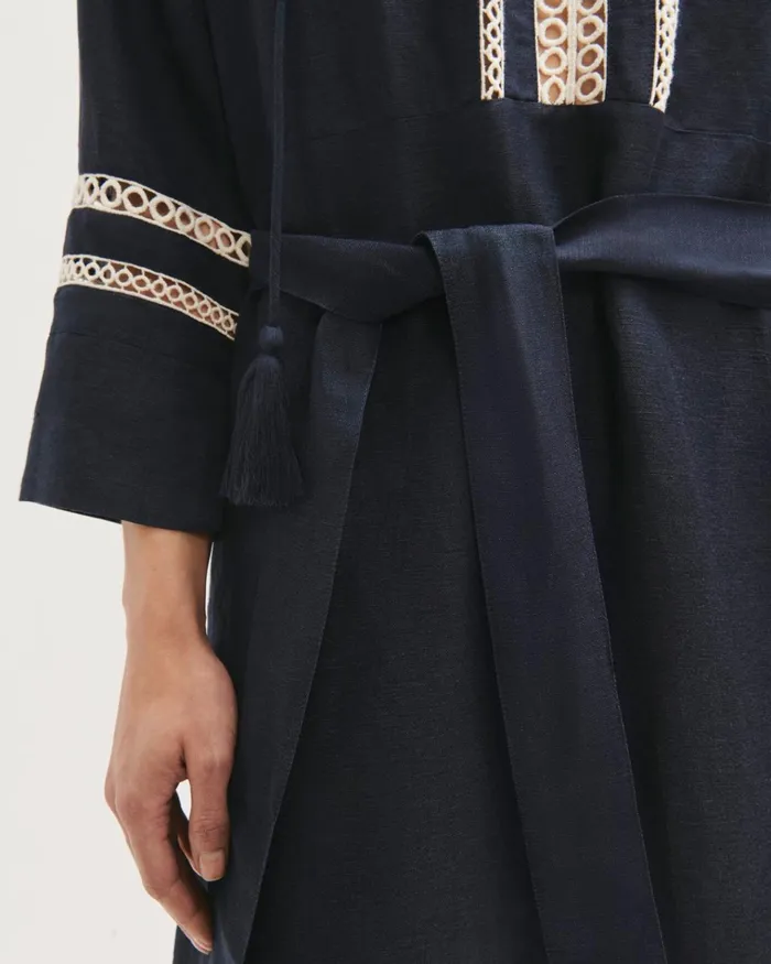 Jigsaw Dresses and Jumpsuits Women Caya Broderie Linen Blend Dress Blue