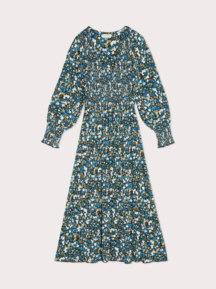 Jigsaw Dresses and Jumpsuits Women Heath Ditsy Smocked Midi Dress Blue