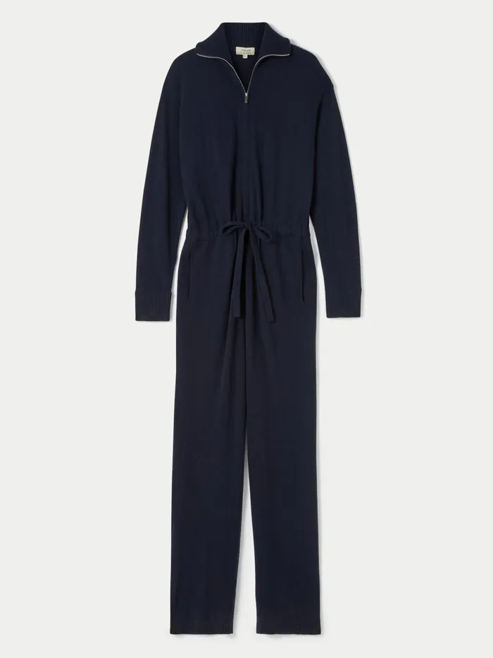 Jigsaw Dresses and Jumpsuits Women Knitted Zip Front Jumpsuit Blue