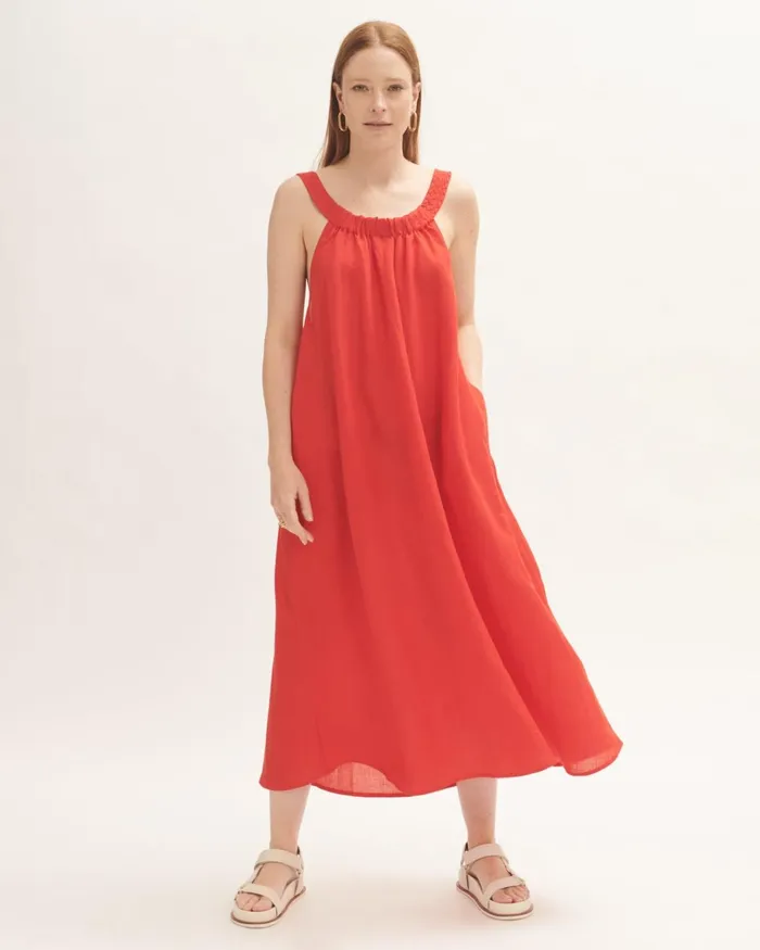 Jigsaw Dresses and Jumpsuits Women Linenblend Ruched Maxi Dress Red