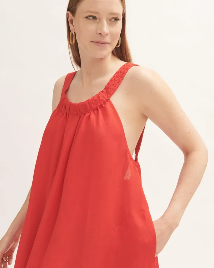Jigsaw Dresses and Jumpsuits Women Linenblend Ruched Maxi Dress Red