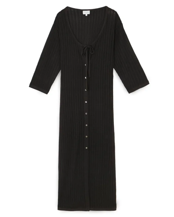 Jigsaw Dresses and Jumpsuits Women Linen Cotton Crochet Kaftan Black