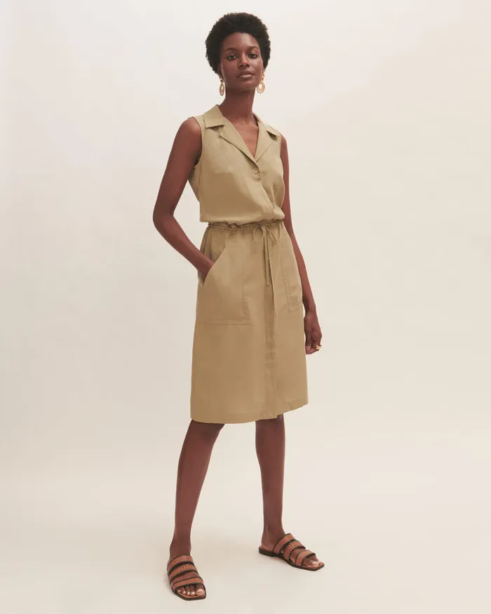 Jigsaw Dresses and Jumpsuits Women Linen Tencel Shirt Dress Green