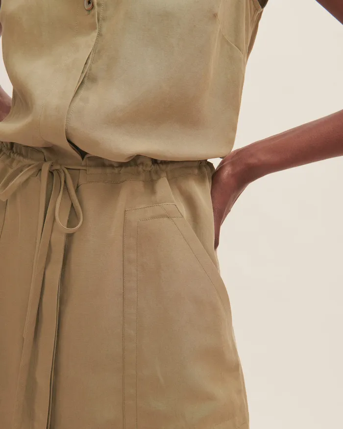 Jigsaw Dresses and Jumpsuits Women Linen Tencel Shirt Dress Green