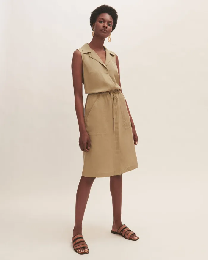 Jigsaw Dresses and Jumpsuits Women Linen Tencel Shirt Dress Green