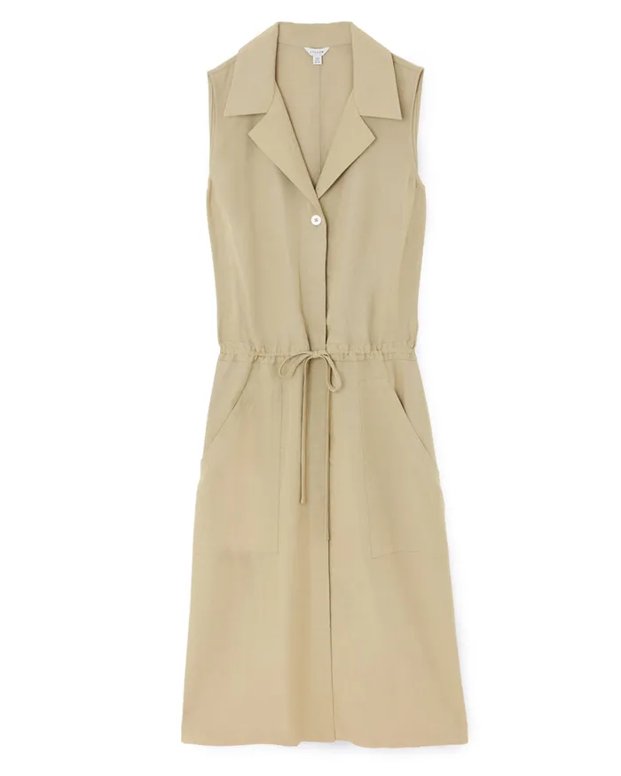 Jigsaw Dresses and Jumpsuits Women Linen Tencel Shirt Dress Green