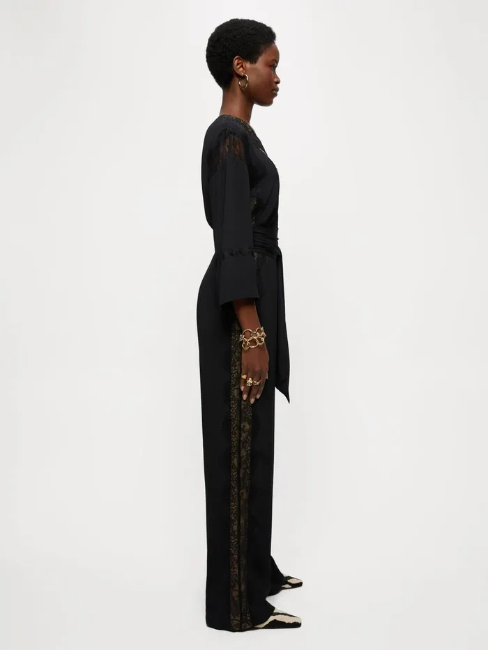 Jigsaw Dresses and Jumpsuits Women Mixed Lace Trim Jumpsuit Black
