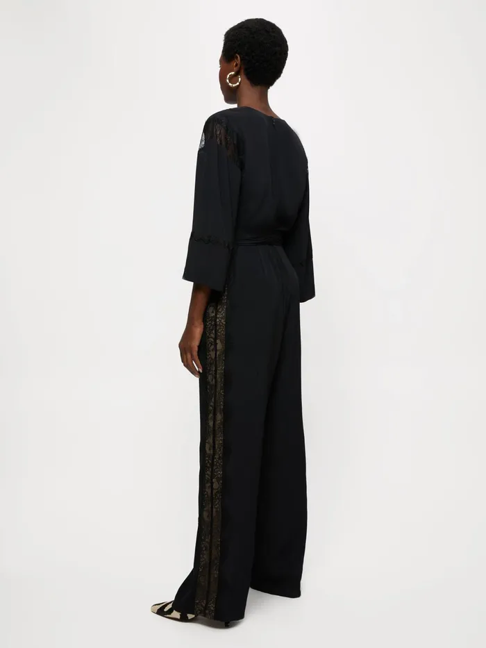 Jigsaw Dresses and Jumpsuits Women Mixed Lace Trim Jumpsuit Black