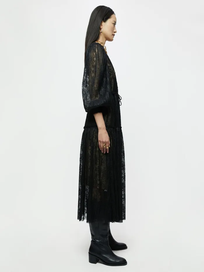 Jigsaw Dresses and Jumpsuits Women Pleated Lace Maxi Dress Black