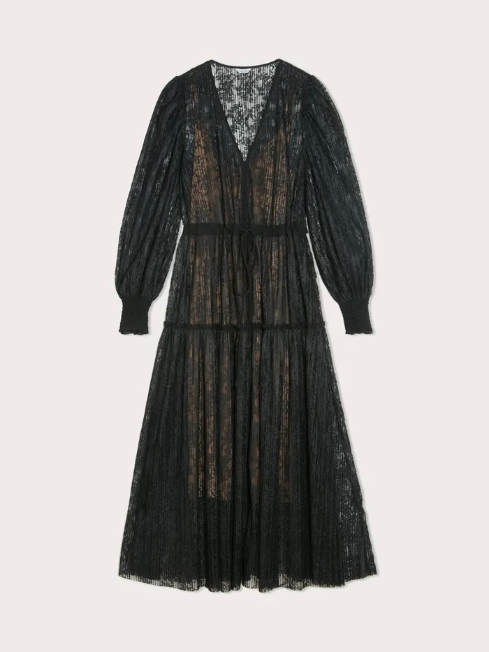 Jigsaw Dresses and Jumpsuits Women Pleated Lace Maxi Dress Black