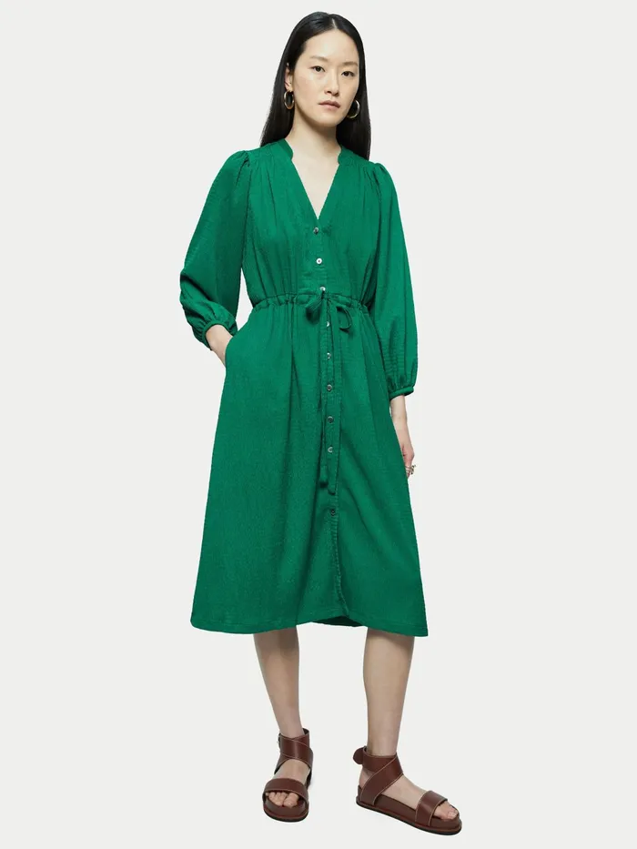 Jigsaw Dresses and Jumpsuits Women Shirred Jersey Shirt Dress Green