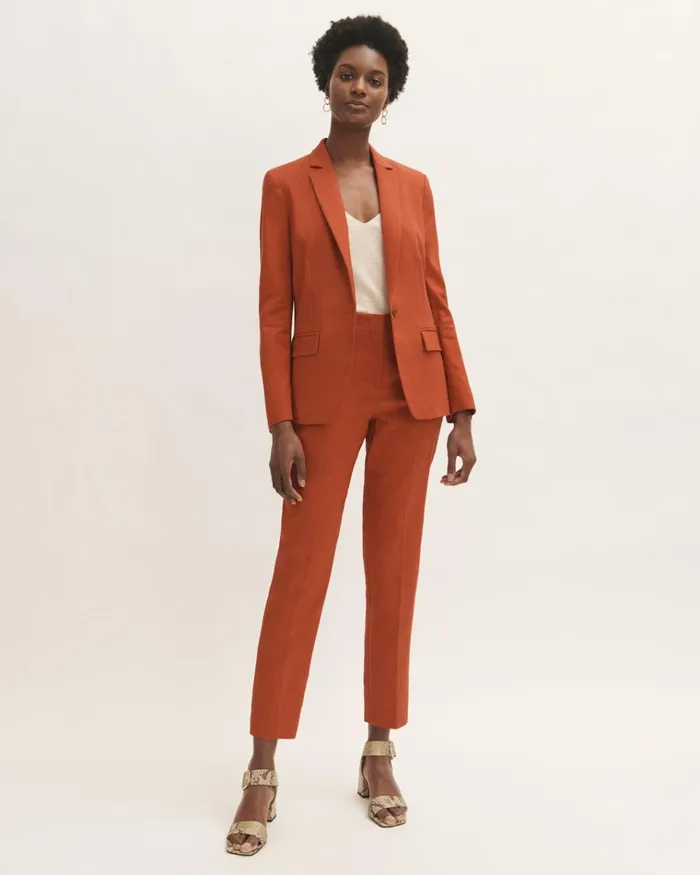 Jigsaw Jackets Women Portofino Linen Jacket Orange