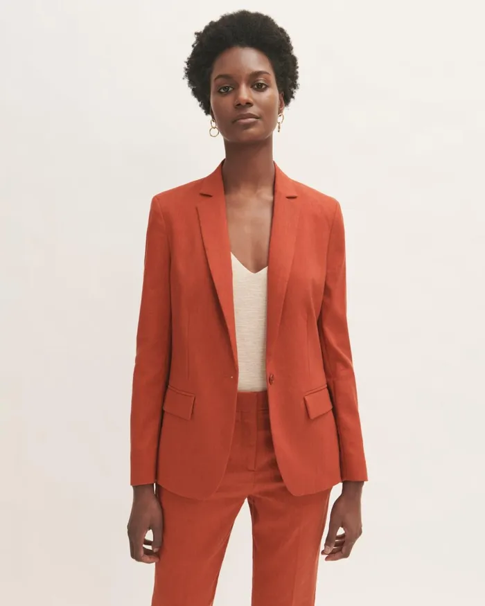 Jigsaw Jackets Women Portofino Linen Jacket Orange