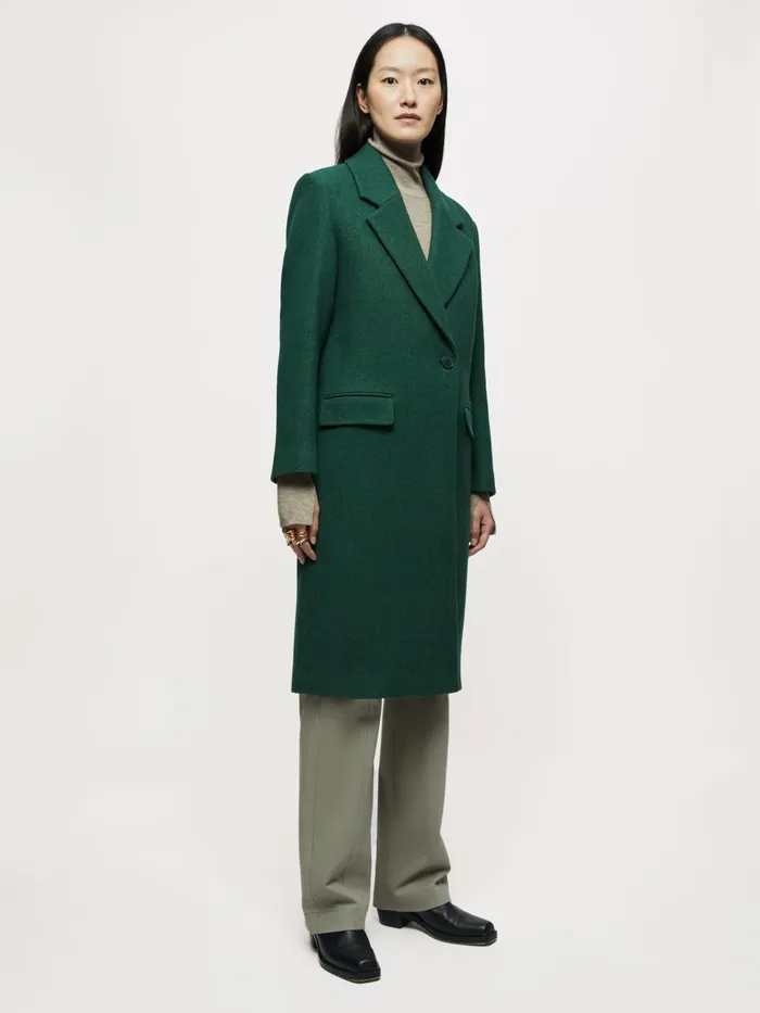 Jigsaw Jackets Women Wool Boyfriend Coat Green