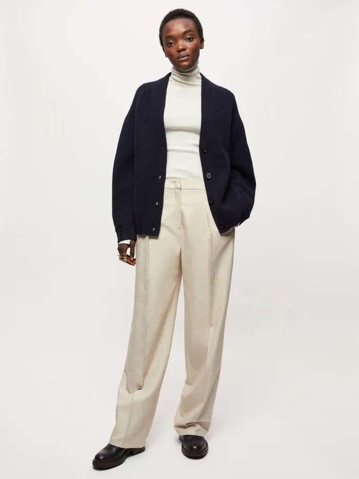 Jigsaw Knitwear and Cashmere Women Boiled Wool Cardigan Blue