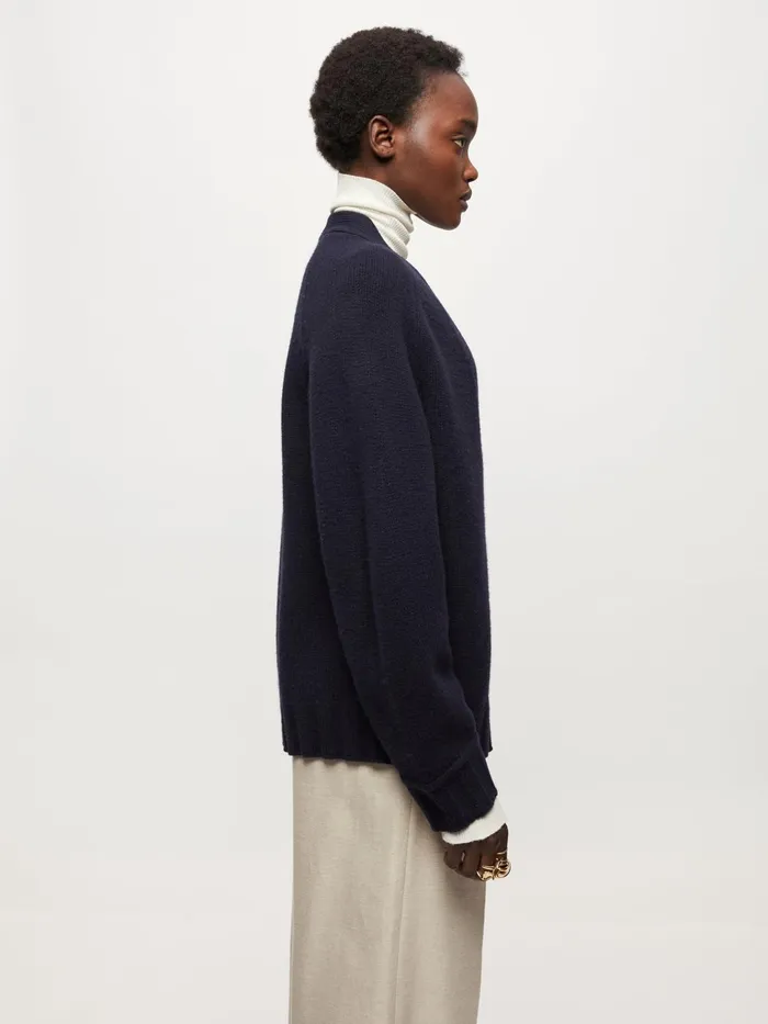 Jigsaw Knitwear and Cashmere Women Boiled Wool Cardigan Blue