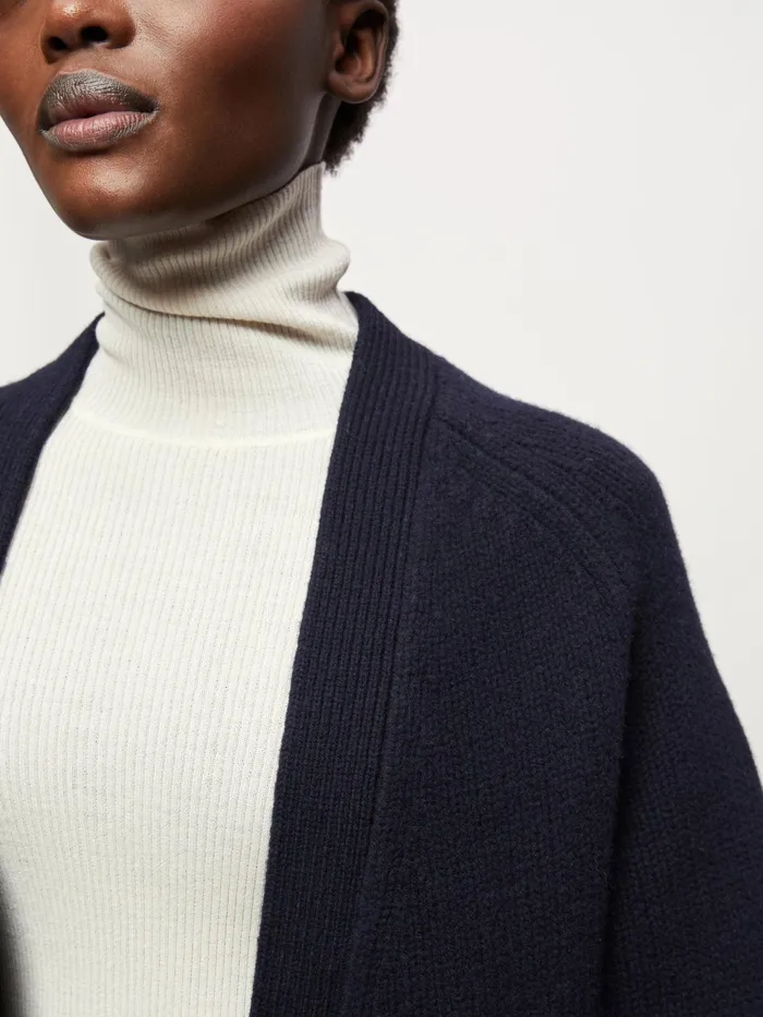 Jigsaw Knitwear and Cashmere Women Boiled Wool Cardigan Blue