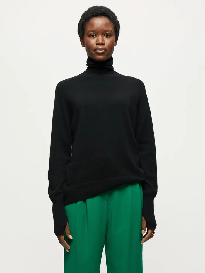 Jigsaw Knitwear and Cashmere Women Cashmere Forever Polo Jumper Black