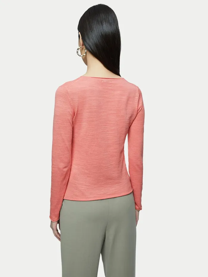 Jigsaw Knitwear and Cashmere Women Linen Cotton Crew Neck Jumper Pink