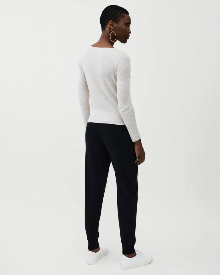 Jigsaw Knitwear and Cashmere Women Linen Cotton Round Neck Jumper White
