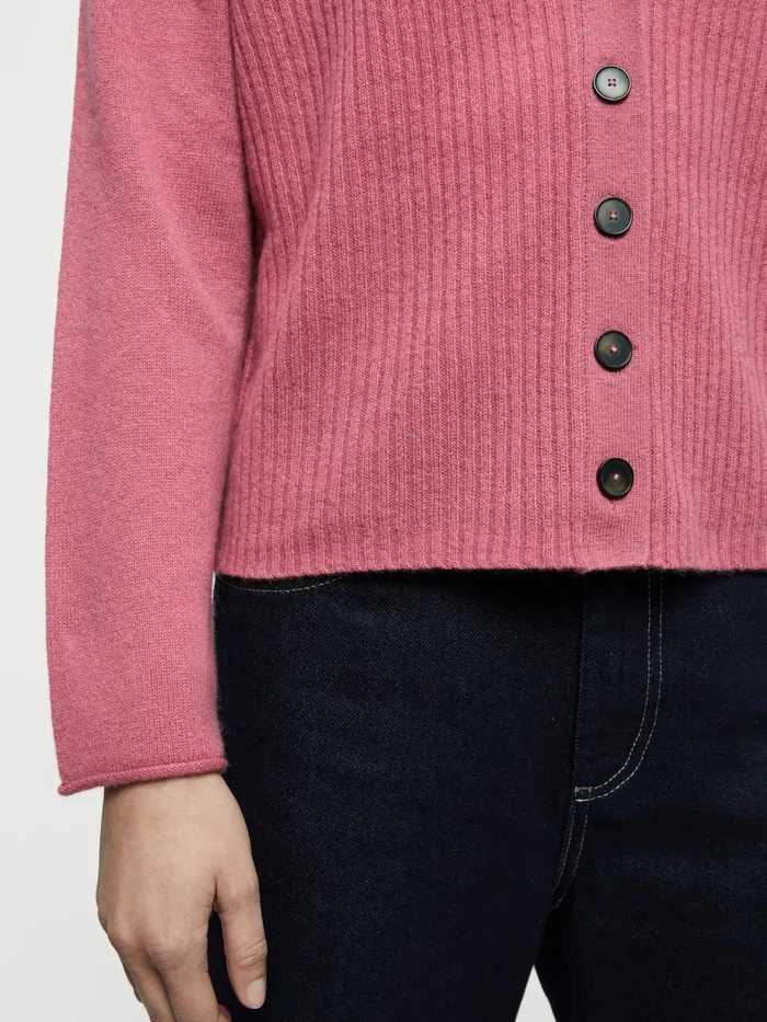 Jigsaw Knitwear and Cashmere Women Merino Cashmere Rib Cardigan Pink