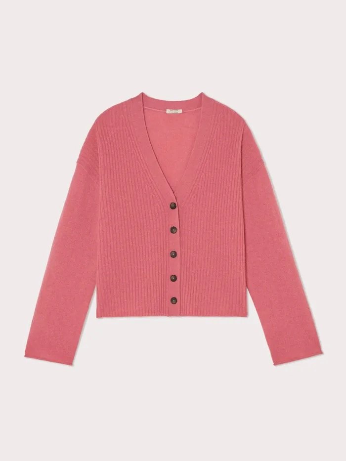 Jigsaw Knitwear and Cashmere Women Merino Cashmere Rib Cardigan Pink