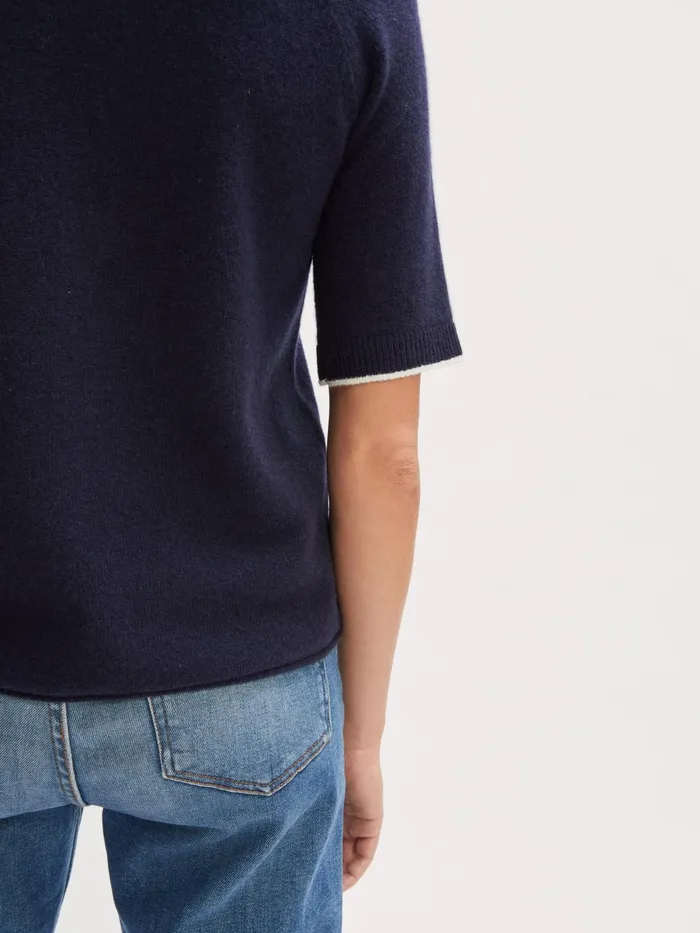 Jigsaw Knitwear and Cashmere Women Merino Cashmere Short Sleeve Jumper Blue