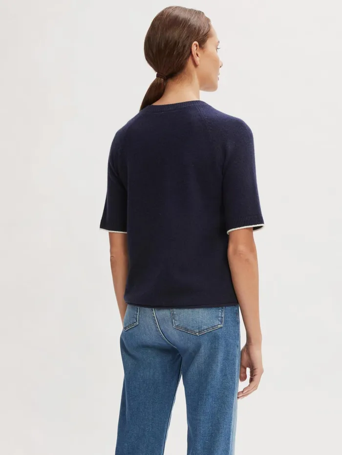 Jigsaw Knitwear and Cashmere Women Merino Cashmere Short Sleeve Jumper Blue