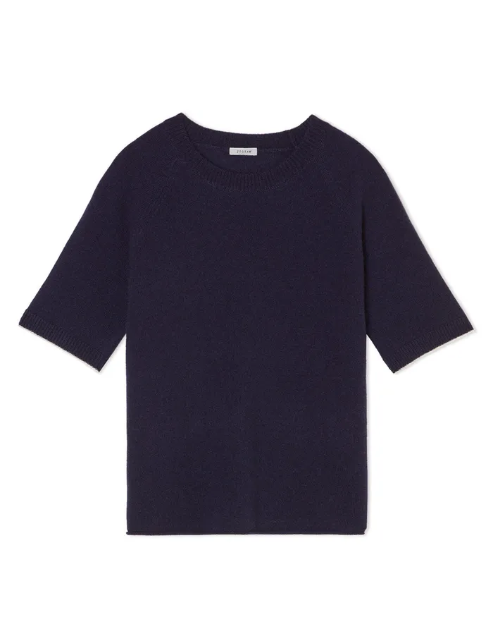 Jigsaw Knitwear and Cashmere Women Merino Cashmere Short Sleeve Jumper Blue