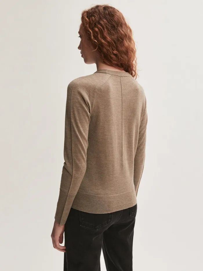 Jigsaw Knitwear and Cashmere Women Merino Crew Neck Jumper Brown