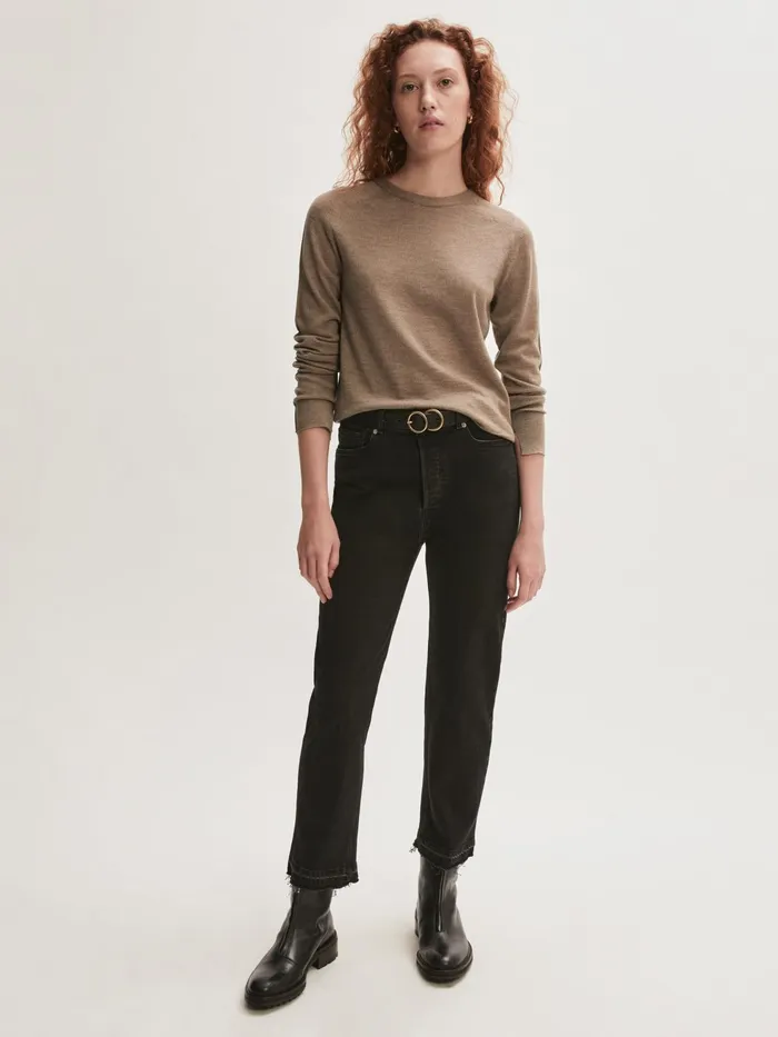 Jigsaw Knitwear and Cashmere Women Merino Crew Neck Jumper Brown