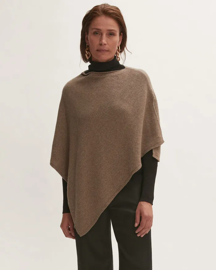 Jigsaw Knitwear and Cashmere Women Open Poncho Wool Cashmere Brown