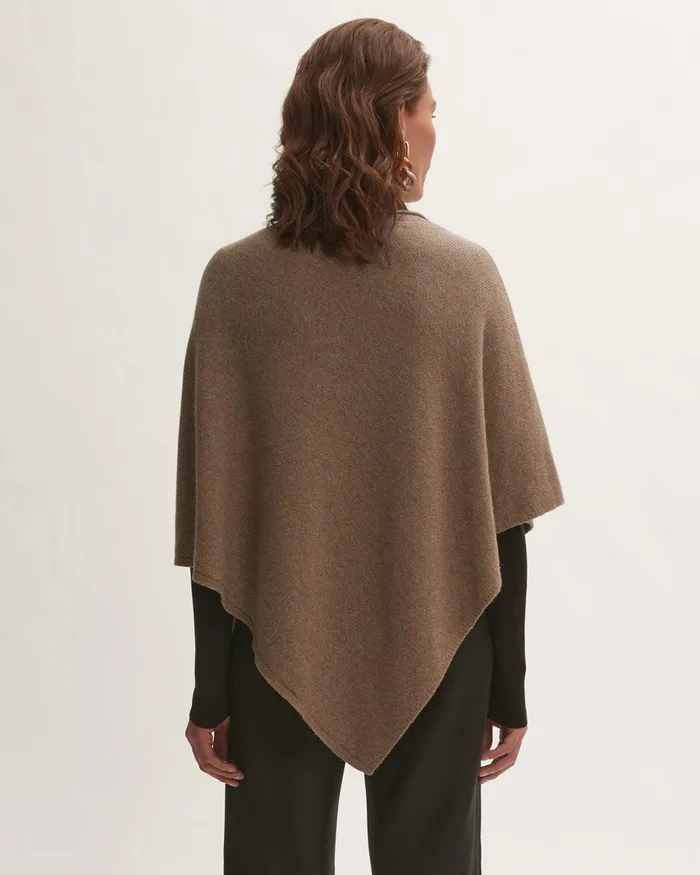 Jigsaw Knitwear and Cashmere Women Open Poncho Wool Cashmere Brown