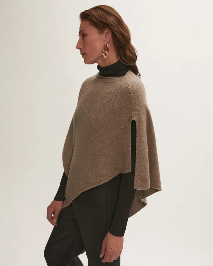Jigsaw Knitwear and Cashmere Women Open Poncho Wool Cashmere Brown