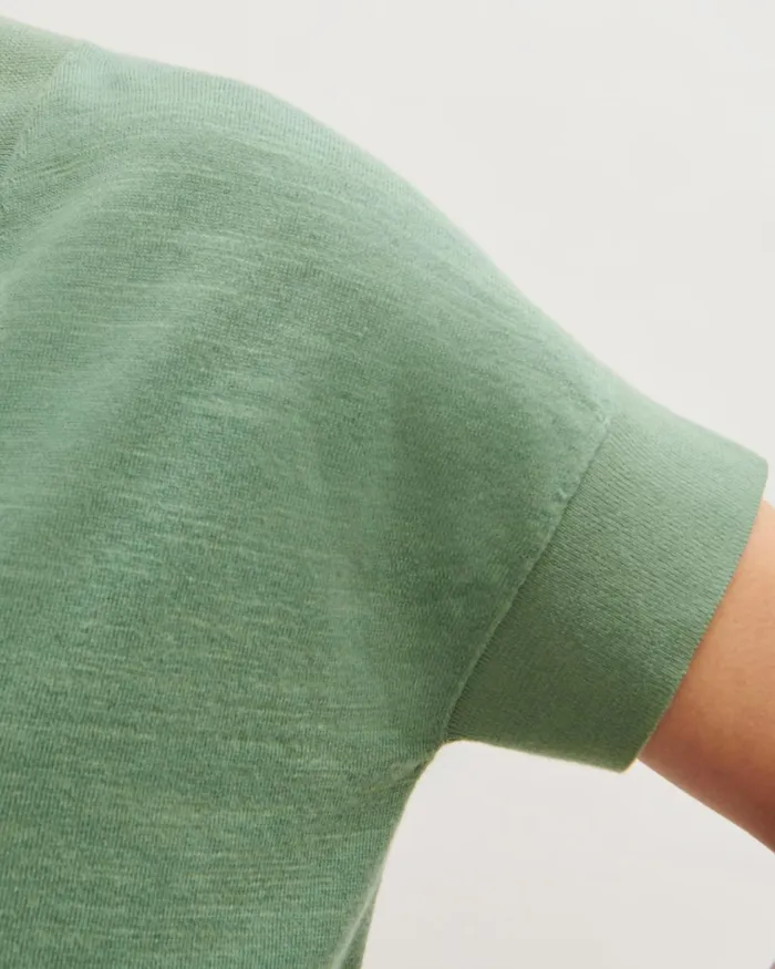 Jigsaw Knitwear and Cashmere Women Ss Linen Cotton Slub V Neck Green