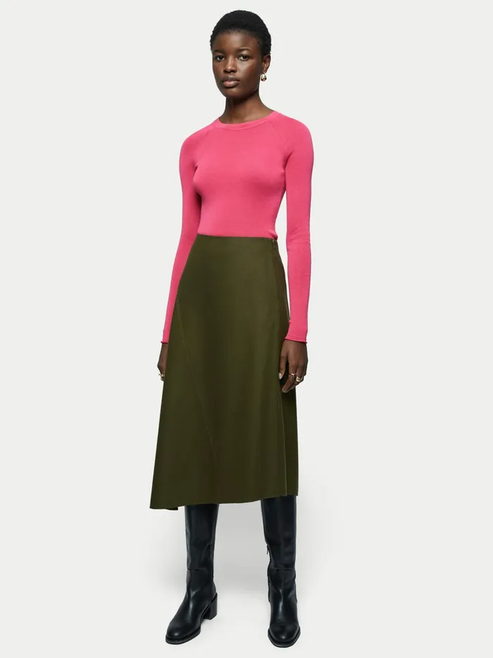 Jigsaw Knitwear and Cashmere Women Silk Cotton Crew Neck Jumper Pink