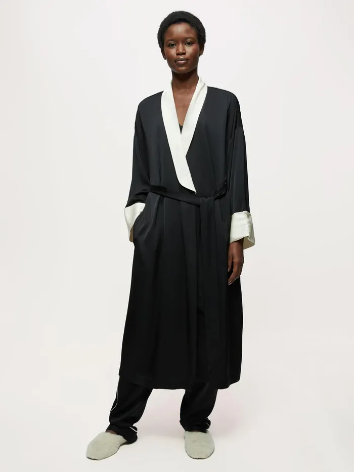 Jigsaw Pyjamas and Loungewear Women Elise Satin Robe Black