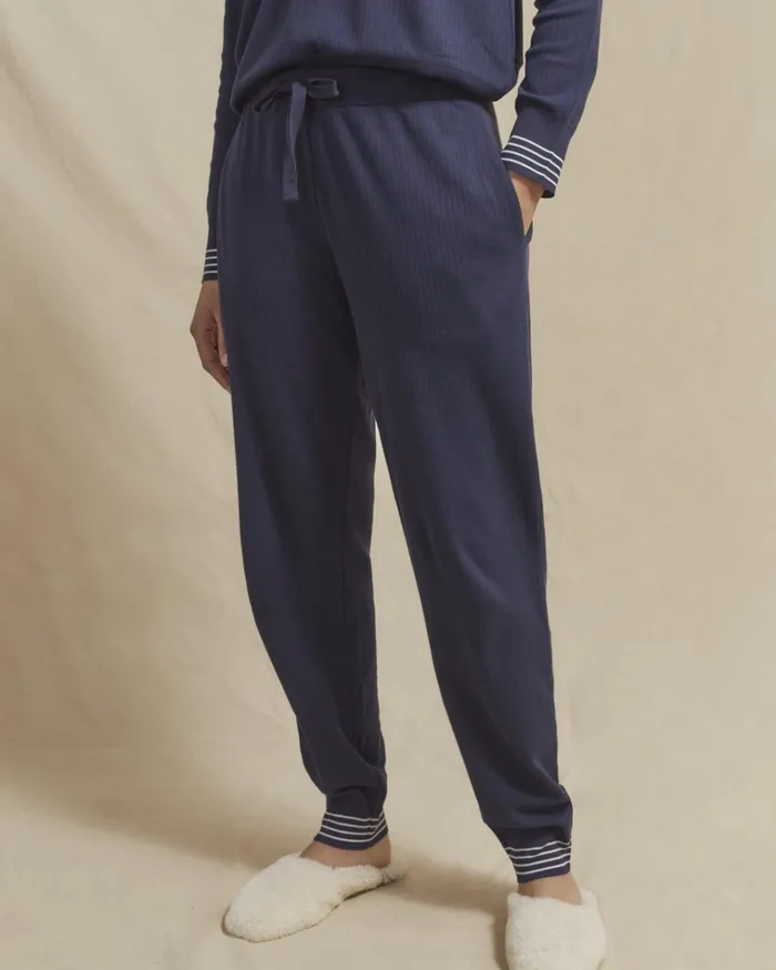 Jigsaw Pyjamas and Loungewear Women Jersey Joggers Organic Cotton Blue