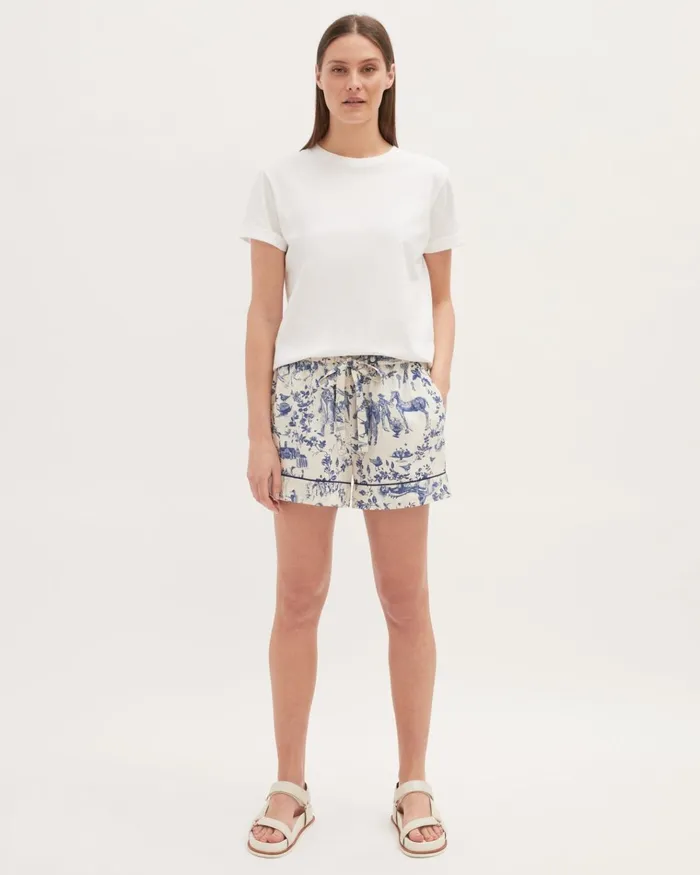 Jigsaw Pyjamas and Loungewear Women Toile De Jouy Pyjama Shorts Blue