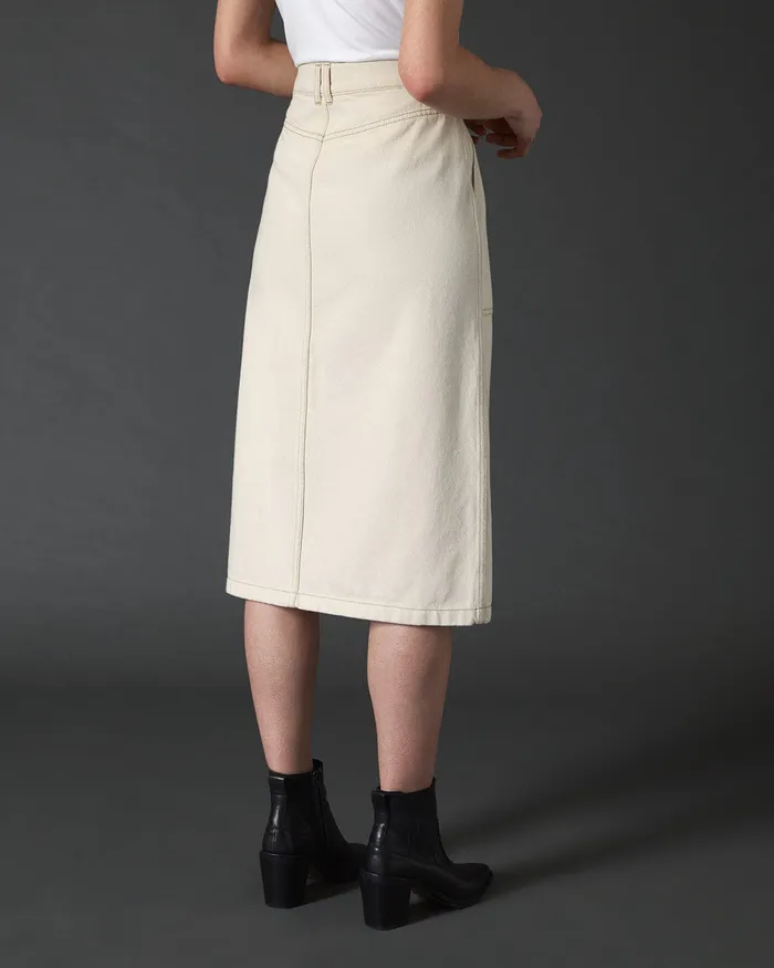 Jigsaw Skirts Women Denim Button Through Midi Skirt Cream