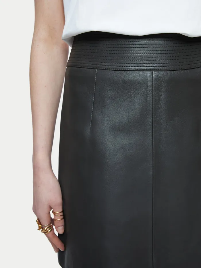Jigsaw Skirts Women Leather Mini Skirt Brown