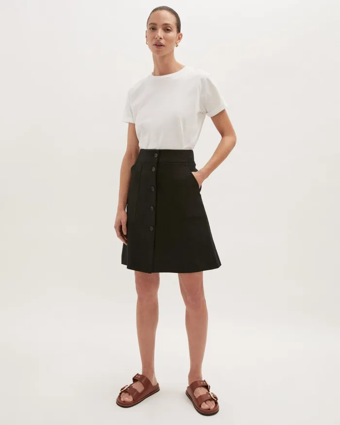 Jigsaw Skirts Women Linen Utility Skirt Black