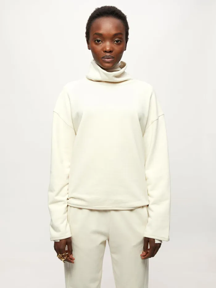 Jigsaw Tshirts Women Cotton Turtleneck Sweatshirt Cream