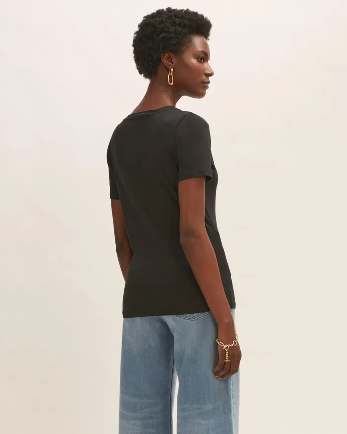 Jigsaw Tshirts Women Short Sleeve Pima Cotton Tee Black
