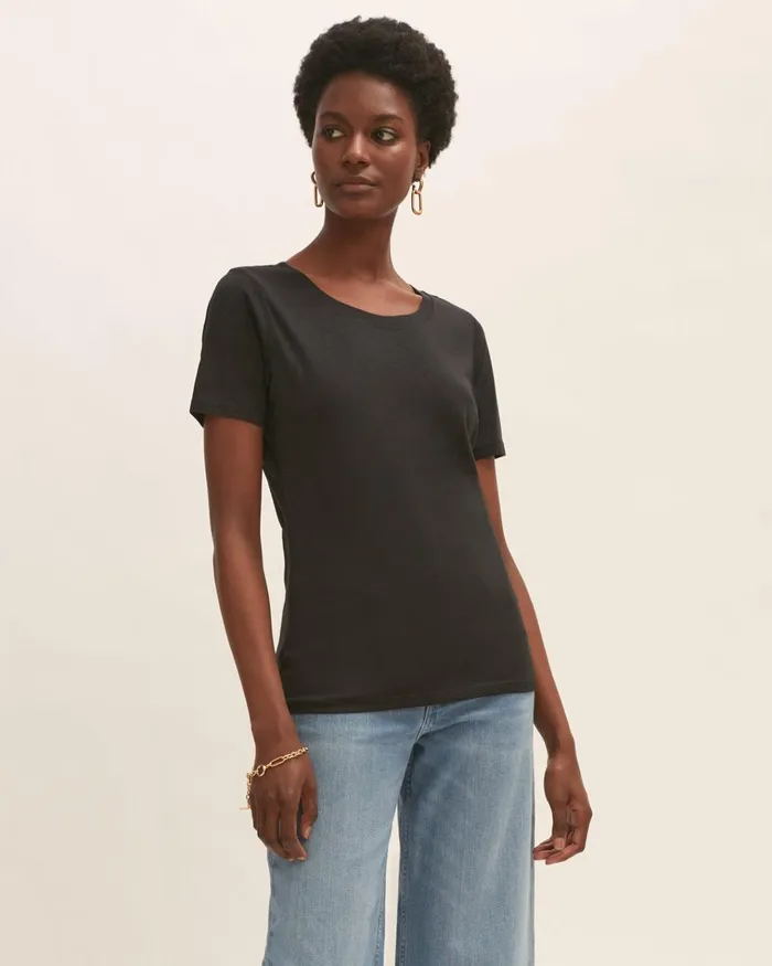 Jigsaw Tshirts Women Short Sleeve Pima Cotton Tee Black