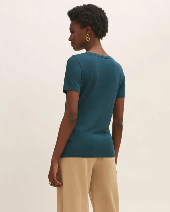 Jigsaw Tshirts Women Short Sleeve Pima Cotton Tee Blue