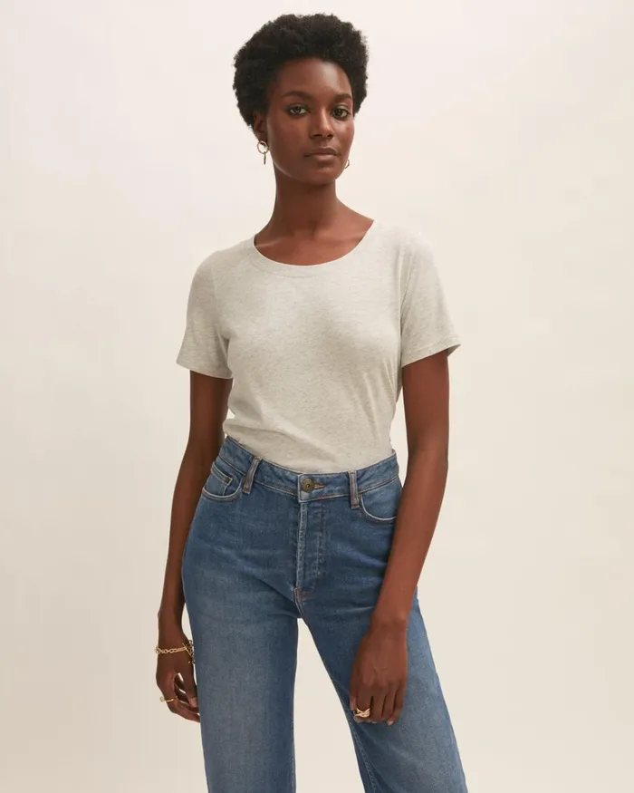 Jigsaw Tshirts Women Short Sleeve Pima Cotton Tee Grey