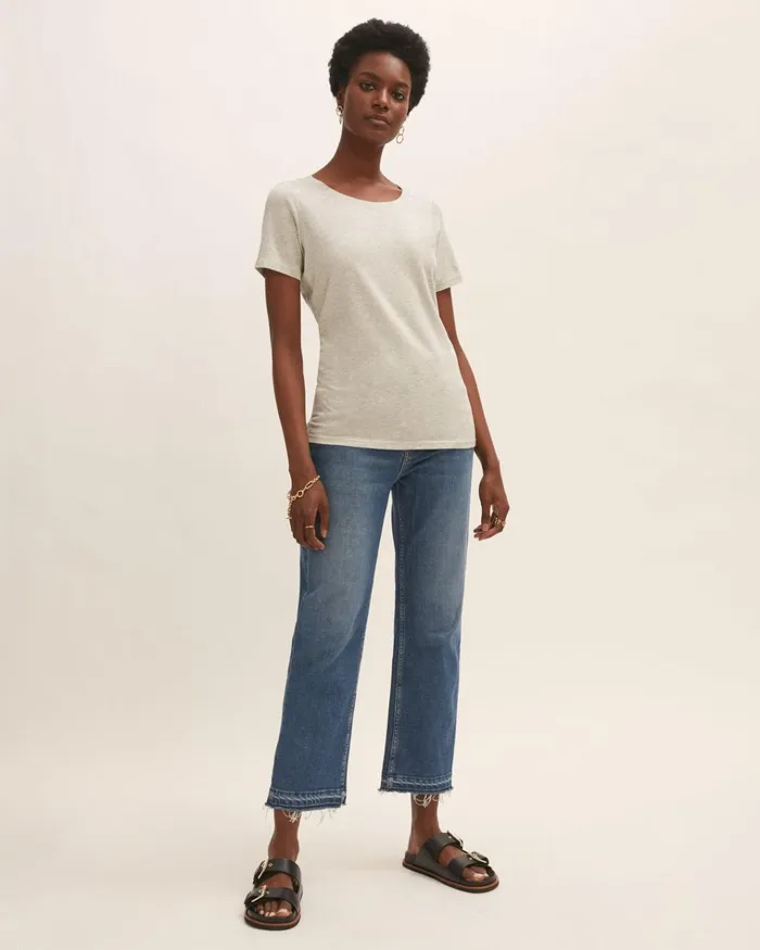 Jigsaw Tshirts Women Short Sleeve Pima Cotton Tee Grey
