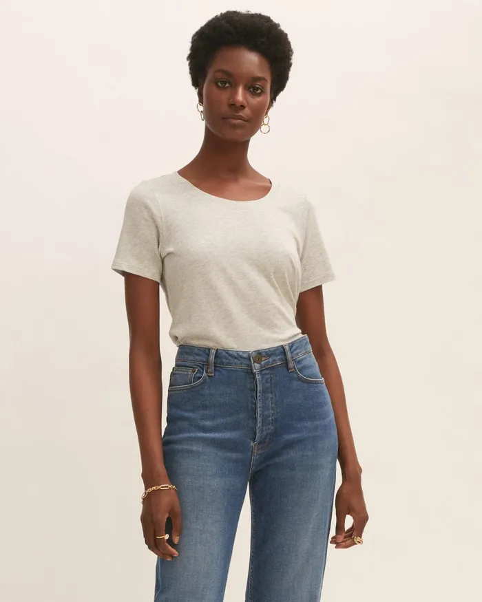 Jigsaw Tshirts Women Short Sleeve Pima Cotton Tee Grey